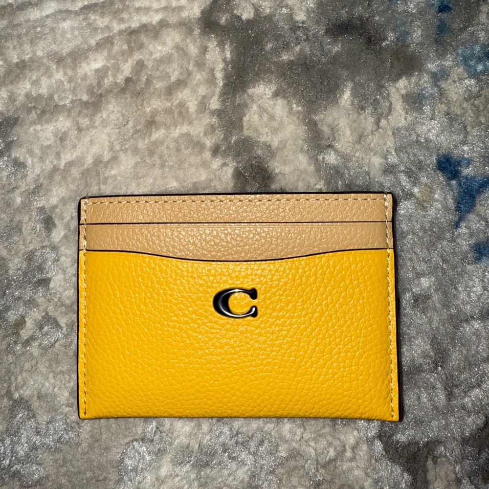Coach Yellow and Tan Card Holder NWOT